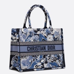 Dior Medium Book Tote In Blue Zodiac Fantastico Embroidery CDBS2478