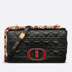 Dior Medium Dioramour Caro Black Bag With Heart Motif CDBS2481