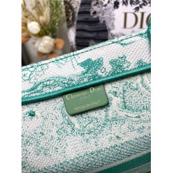 Dior Medium Dioriviera Book Tote in Aquamarina Toile de Jouy Embroidery CDBS2485