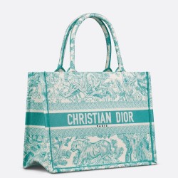 Dior Medium Dioriviera Book Tote in Aquamarina Toile de Jouy Embroidery CDBS2485