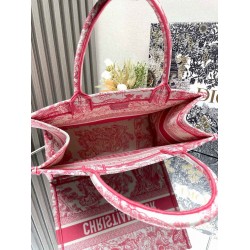 Dior Medium Dioriviera Book Tote in Pink Toile de Jouy Embroidery CDBS2486