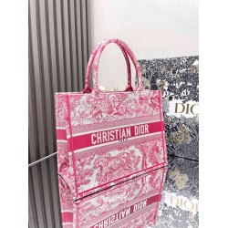 Dior Medium Dioriviera Book Tote in Pink Toile de Jouy Embroidery CDBS2486