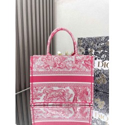 Dior Medium Dioriviera Book Tote in Pink Toile de Jouy Embroidery CDBS2486