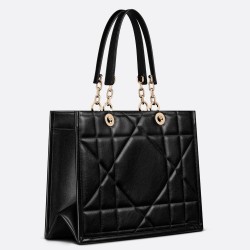 Dior Medium Essential Tote Bag In Black Archicannage Calfskin CDBS2488