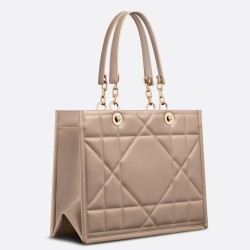 Dior Medium Essential Tote Bag In Hazelnut Archicannage Calfskin CDBS2489