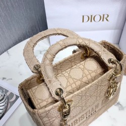 Dior Medium Lady D-Lite Bag In Beige Embroidered Canvas CDBS2526