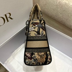 Dior Medium Lady D-Lite Bag In Beige Jardin d'Hiver Embroidery CDBS2527