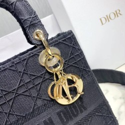 Dior Medium Lady D-Lite Bag In Black Embroidered Canvas CDBS2531