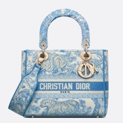 Dior Medium Lady D-Lite Bag In Blue Toile de Jouy Canvas CDBS2542