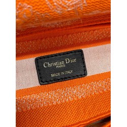 Dior Medium Lady D-Lite Bag In Fluorescent Orange Toile de Jouy Reverse Embroidery CDBS2549