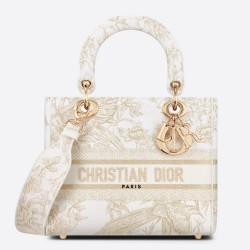 Dior Medium Lady D-Lite Bag In Gold Jardin d'Hiver Embroidery CDBS2551