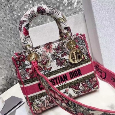 Dior Medium Lady D-Lite Bag In Multicolor Butterfly Embroidery CDBS2557