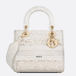 Dior Medium Lady D-Lite Bag In Natural Embroidery With Macrame Effect CDBS2559