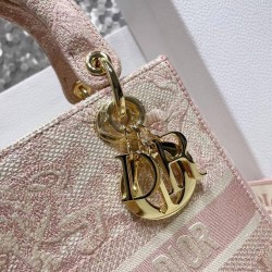 Dior Medium Lady D-Lite Bag In Pink Toile de Jouy Embroidery CDBS2563