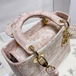 Dior Medium Lady D-Lite Bag In Pink Toile de Jouy Embroidery CDBS2563