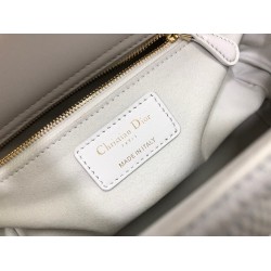 Dior Medium Lady D-Lite Bag In White Macrocannage Technical Fabric CDBS2568