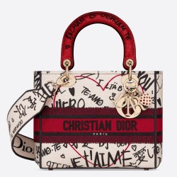 Dior Medium Lady D-Lite Dioramour Graffiti Embroidery Bag CDBS2572