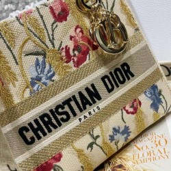 Dior Medium Lady D-Lite Hibiscus Metallic Thread Embroidery Bag CDBS2573