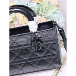 Dior Medium Lady D-Sire My ABCDior Bag in Black Crinkled Calfskin CDBS2577