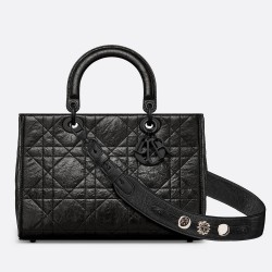 Dior Medium Lady D-Sire My ABCDior Bag in Black Crinkled Calfskin CDBS2577