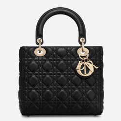 Dior Medium Lady Dior Bag In Black Lambskin CDBS2492