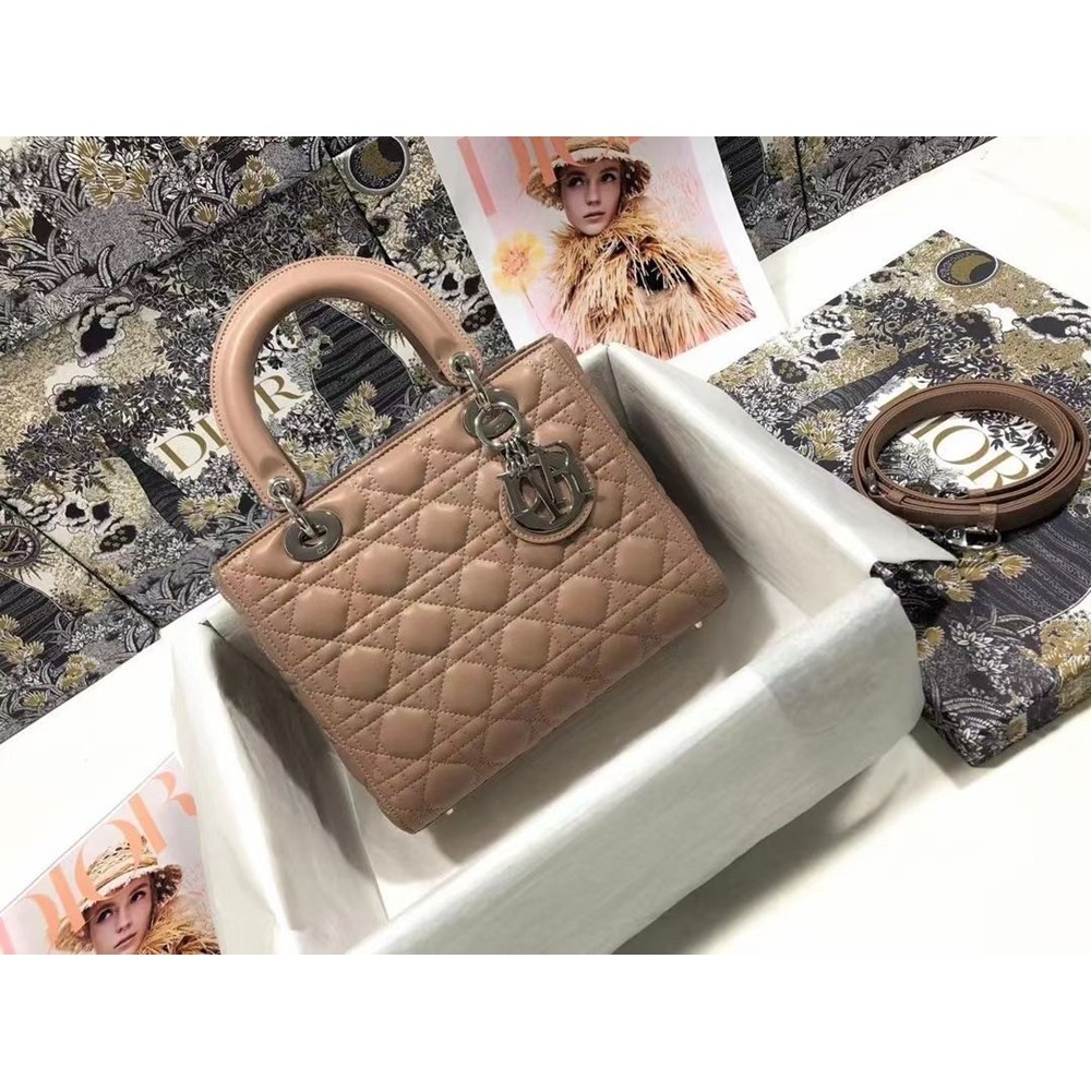 Dior Medium Lady Dior Bag In Blush Cannage Lambskin CDBS2496