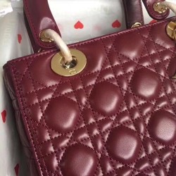 Dior Medium Lady Dior Bag In Bordeaux Lambskin CDBS2497