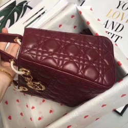 Dior Medium Lady Dior Bag In Bordeaux Lambskin CDBS2497