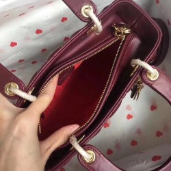 Dior Medium Lady Dior Bag In Bordeaux Lambskin CDBS2497