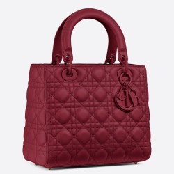 Dior Medium Lady Dior Bag In Cherry Ultra Matte Calfskin CDBS2498