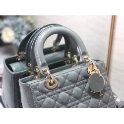 Dior Medium Lady Dior Bag In Grey Patent Cannage Calfskin CDBS2501