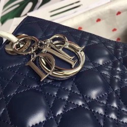 Dior Medium Lady Dior Bag In Indigo Blue Cannage Lambskin CDBS2503