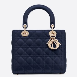 Dior Medium Lady Dior Bag In Indigo Blue Cannage Lambskin CDBS2503