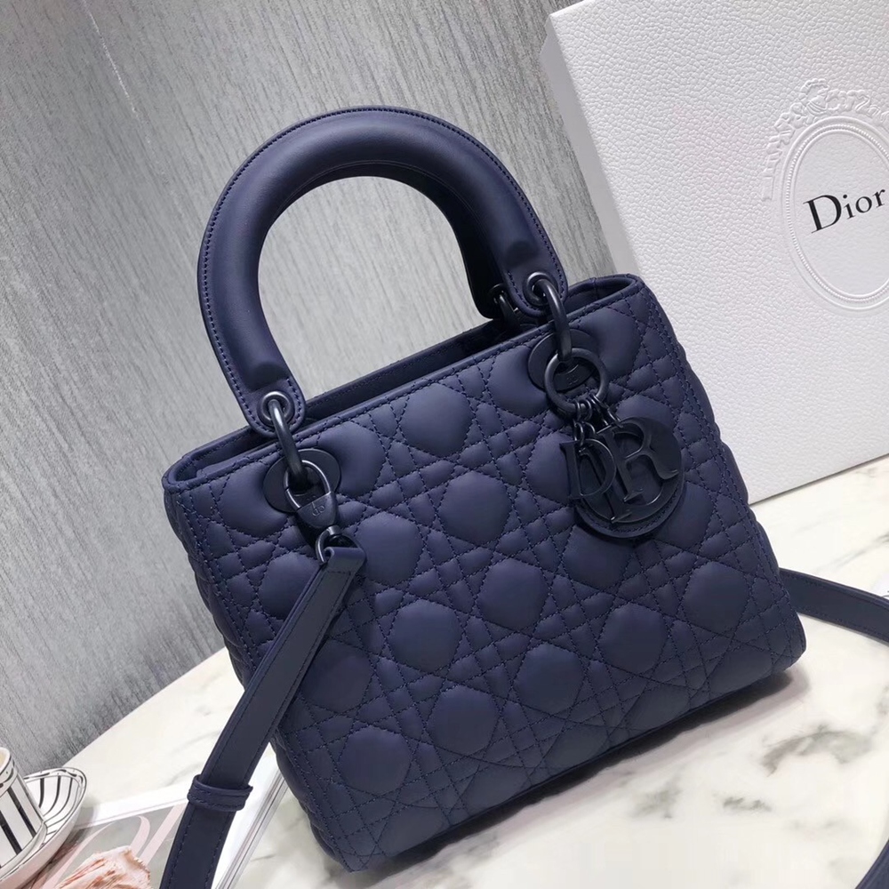 Dior Medium Lady Dior Bag In Indigo Blue Ultra Matte Calfskin CDBS2504