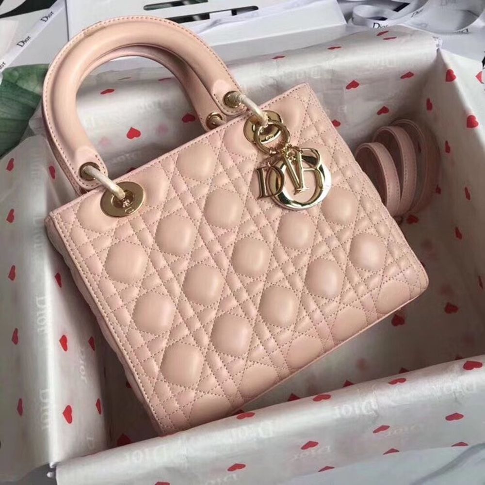 Dior Medium Lady Dior Bag In Pink Lambskin CDBS2506