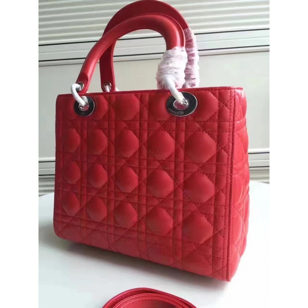 Dior Medium Lady Dior Bag In Red Lambskin CDBS2510