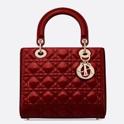 Dior Medium Lady Dior Bag In Red Patent Cannage Calfskin CDBS2511