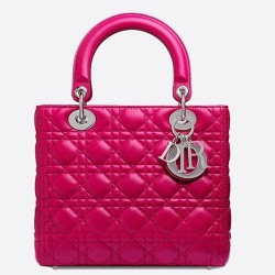 Dior Medium Lady Dior Bag In Rose Red Lambskin CDBS2513