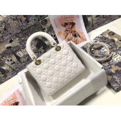 Dior Medium Lady Dior Bag In White Cannage Lambskin CDBS2514