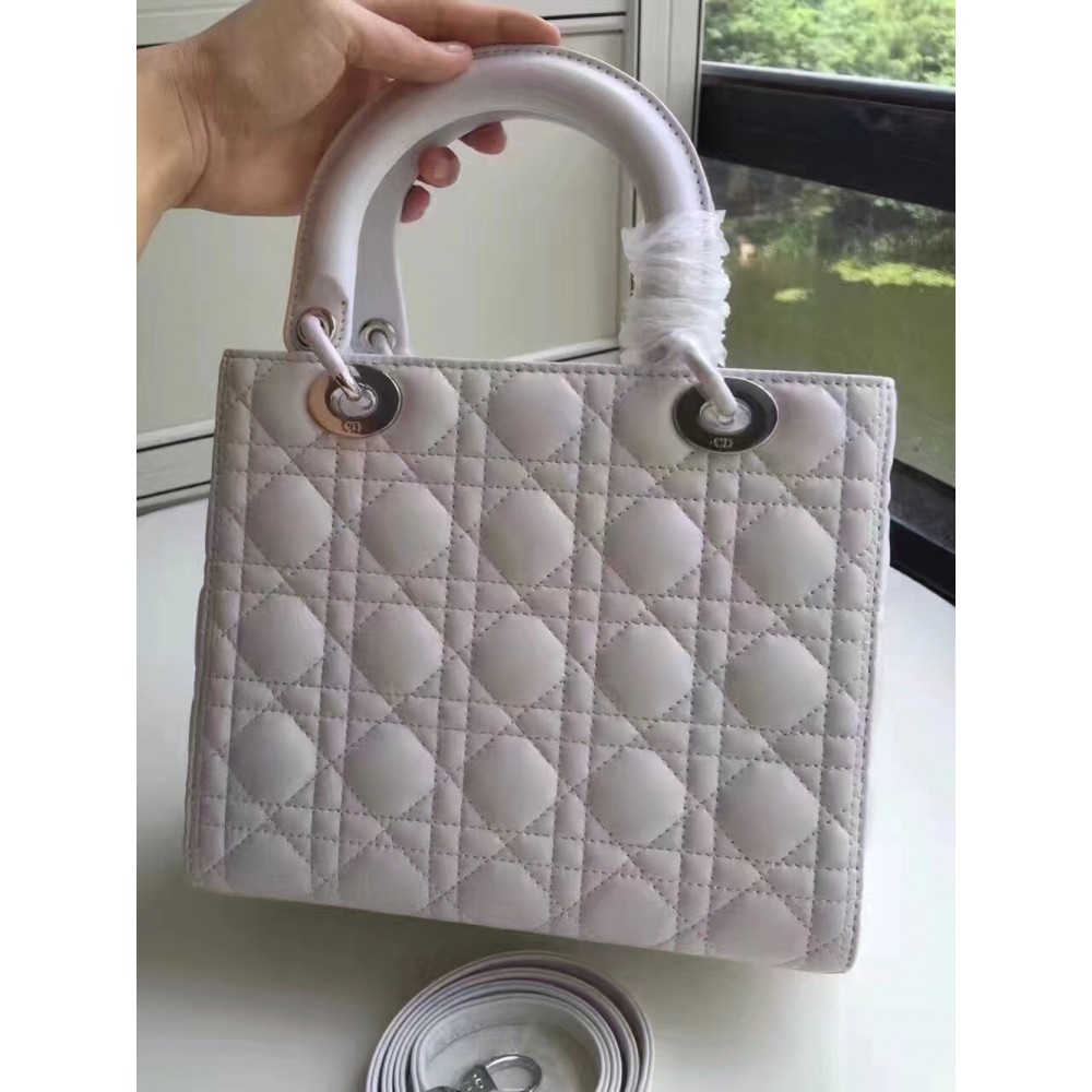 Dior Medium Lady Dior Bag In White Lambskin CDBS2515