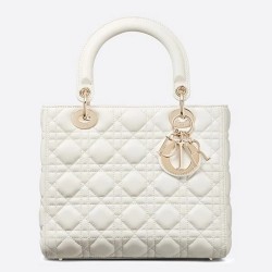 Dior Medium Lady Dior Bag In White Lambskin CDBS2515