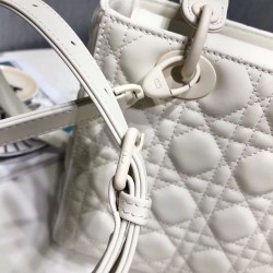 Dior Medium Lady Dior Bag In White Ultra Matte Calfskin CDBS2517