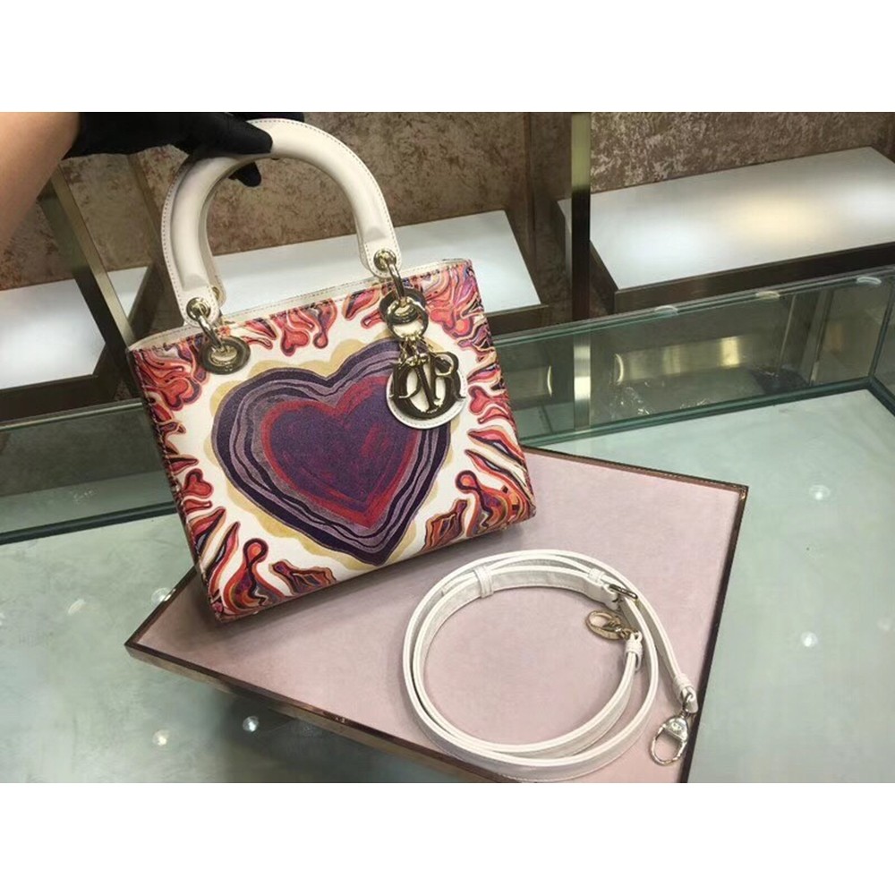 Dior Medium Lady Dior Bag Printed With Heart CDBS2521