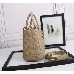 Dior Medium Lady Dior Bag With Enamel Charm In Beige Lambskin CDBS2522