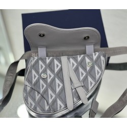 Dior Men's Mini Saddle Bag In Gray CD Diamond Canvas CDBS2580