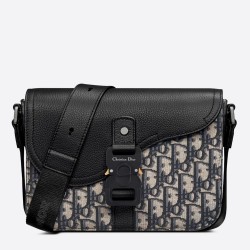 Dior Men's Mini Saddle Messenger Bag in Oblique Jacquard and Calfskin CDBS2582