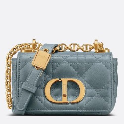 Dior Micro Caro Bag In Blue Cannage Calfskin CDBS2594