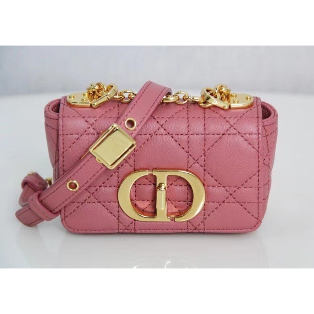 Dior Micro Caro Bag In Pink Cannage Calfskin CDBS2595