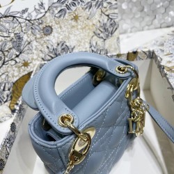 Dior Micro Lady Dior Bag In Blue Cannage Lambskin CDBS2597