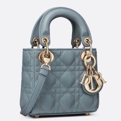 Dior Micro Lady Dior Bag In Blue Cannage Lambskin CDBS2597